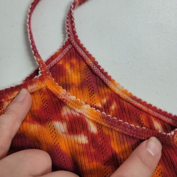 Gap Womens Y2K Babydoll Tie Dye Cami Size L Bow Preppy Contrast Stitching 90S - Picture 10 of 12